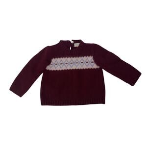 Nanos Baby Sweater with Button Closure Sz 12m Wool/angora Blend Maroon